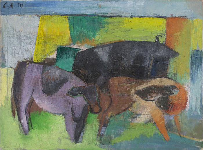 Carola Andries, drei Kühe,1950